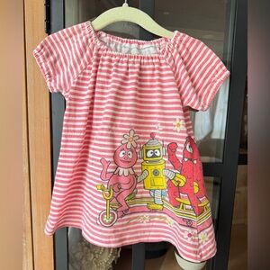 Vintage Yo Gabba Gabba tv show toddler baby girl dress y2k 2013 striped top